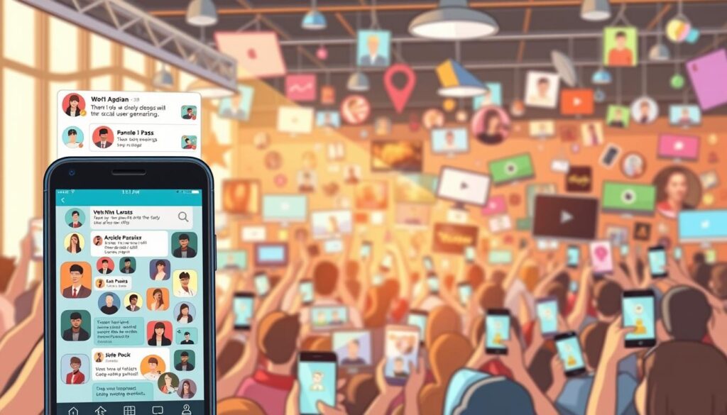 A bustling social media feed, filled with genuine user-generated content. In the foreground, a smartphone screen displays a cascade of posts, comments, and shares - a tapestry of authentic interactions and endorsements. The middle ground showcases a diverse array of digital devices, each one a conduit for real-world experiences and personal recommendations. In the background, a vibrant, visually engaging backdrop reflects the energy and engagement of an online community. The scene is illuminated by warm, natural lighting, conveying a sense of trust, transparency, and social proof that resonates with the viewer.