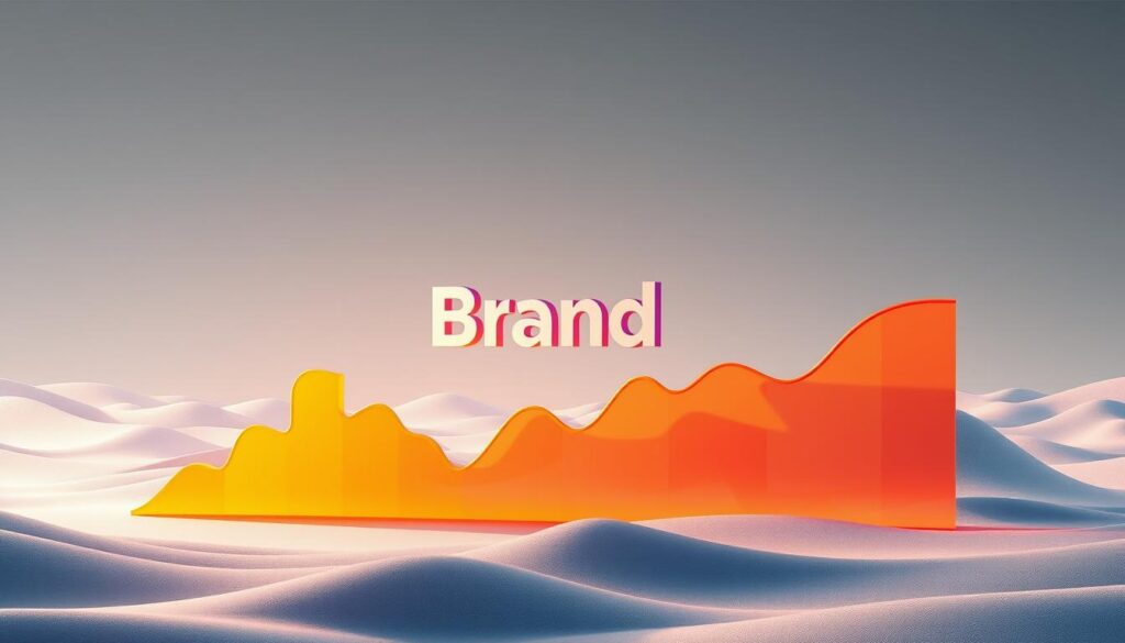 A dynamic, data-driven visualization showcasing the power of brand awareness. In the foreground, a vibrant graph charting the rise of key performance metrics, illuminated by warm, directional lighting that casts subtle shadows. In the middle ground, a three-dimensional brand logo, its sleek surfaces reflecting the data visualizations, conveying a sense of synergy between brand and analytics. The background features a minimalist, monochromatic landscape, drawing the viewer's focus to the central elements and creating a clean, professional atmosphere. The overall composition exudes a sense of clarity, progress, and the fusion of brand identity with measurable results.