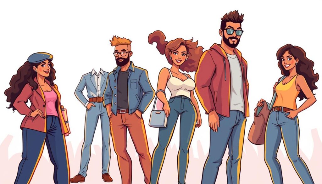 A dynamic, vibrant illustration showcasing the diverse types of influencers - nano, micro, macro, and mega. In the foreground, a group of stylish individuals in various poses, each representing a unique influencer category. Warm, natural lighting accentuates their features and expressions, conveying a sense of energy and authenticity. The middle ground features a minimalist, clean backdrop, allowing the influencers to take center stage. In the background, a subtle pattern or texture adds depth and visual interest, hinting at the digital landscape in which these influencers thrive. The overall composition strikes a balance between sophistication and approachability, reflecting the influential power and relatable nature of these social media personalities.