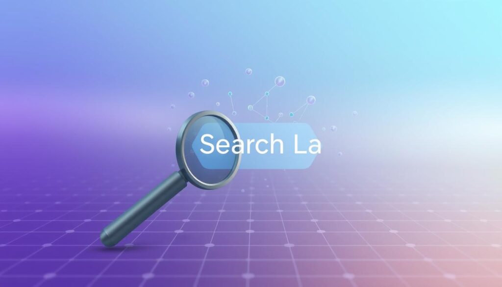 A futuristic, minimalist icon depicting "Search Labs" against a sleek, gradient background. In the foreground, a stylized magnifying glass in a muted metallic tone hovers over a grid of interconnected data points, representing the advanced AI-driven capabilities of Search Labs. The mid-ground features a subtle, holographic overlay of interconnected nodes and lines, conveying the notion of a sophisticated, data-driven ecosystem. The background is a serene, blurred gradient, ranging from cool blues to warm purples, evoking a sense of innovation, technology, and the seamless integration of artificial intelligence into modern search experiences.