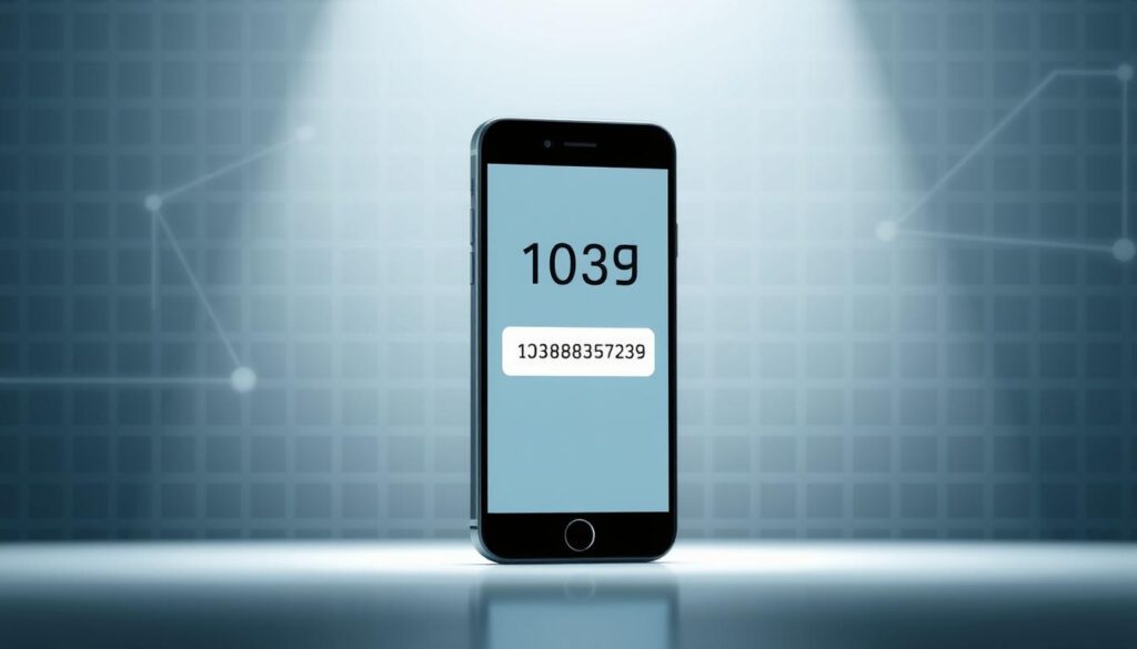 A modern, minimalist illustration of two-factor authentication. In the foreground, a smartphone displays a numeric code, representing the second step of the authentication process. The background features a simple grid or pattern, with subtle lines and shapes that suggest digital security and connectivity. The lighting is soft and diffused, creating a clean, professional atmosphere. The composition is balanced and centered, with the smartphone taking up a significant portion of the frame to emphasize its importance in the authentication process.