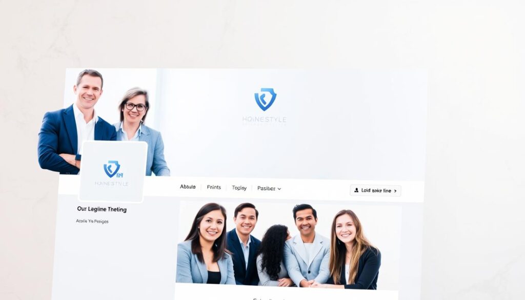 A modern, professional-looking Facebook business page with a clean, minimal design. The foreground features a large cover image showcasing a team of smiling, diverse business professionals, conveying a sense of collaboration and community. The middle ground displays the business's name, logo, and a concise, impactful tagline in a sleek, legible typography. The background is a soft, neutral color palette with subtle textures, creating a polished, sophisticated atmosphere. The lighting is natural and evenly distributed, highlighting the page's key elements. The camera angle is slightly elevated, giving the viewer a sense of authority and trust in the business's online presence.