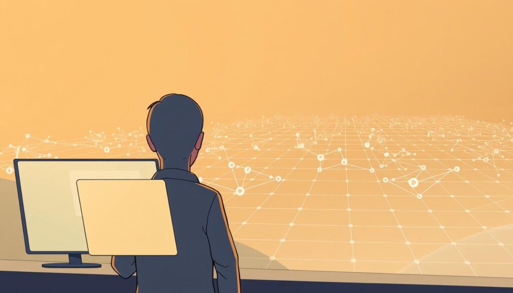 A serene, privacy-forward digital landscape. In the foreground, a faceless figure navigates a minimalist interface, their personal data secured behind sleek, translucent panels. The middle ground features a network of interconnected nodes, each representing a targeted ad impression, flowing with precision through a grid-like structure. In the background, a soft, ambient glow emanates, hinting at the complex algorithms powering this cookieless, consent-driven advertising ecosystem. The scene is bathed in a warm, muted color palette, conveying a sense of trust and transparency. Crisp, high-resolution details bring this vision of privacy-preserving programmatic buying to life.