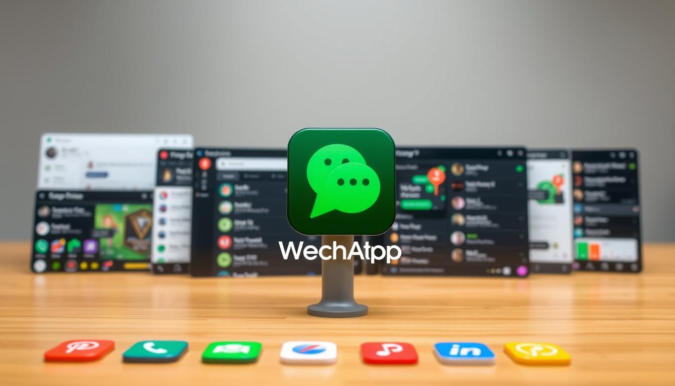 A sleek and modern WeChat Super App interface with a clean, minimalist design. The app's logo is prominently displayed in the center, with a vibrant and engaging color scheme. The foreground features various app icons and buttons, hinting at the wide range of features and functionalities available within the WeChat ecosystem. The middle ground showcases various messaging and mini-program windows, highlighting the app's versatility and seamless integration. The background features a subtle, blurred gradient, creating a sense of depth and sophistication. The overall image conveys a professional, efficient, and user-friendly experience, perfectly capturing the essence of the WeChat Super App.