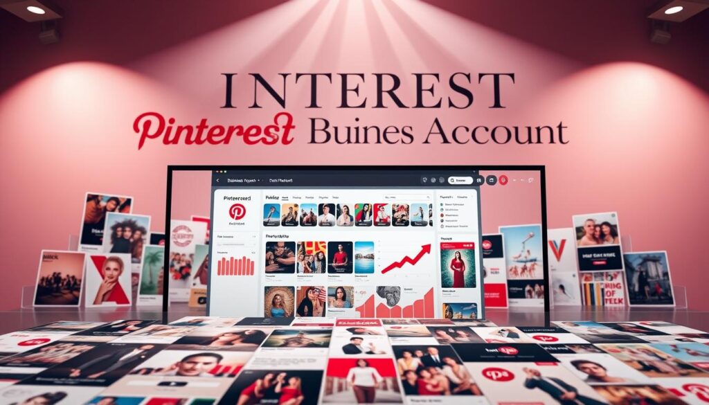 A vibrant and visually compelling image showcasing the key benefits of a Pinterest Business Account. The foreground features a sleek, modern dashboard with intuitive analytics and insights, surrounded by a middle ground of colorful, eye-catching Pinterest boards and pins. The background radiates a professional, sophisticated atmosphere with elegant typography and a muted color palette, emphasizing the business-oriented nature of the account. Soft, directional lighting creates depth and highlights the key features, while a slightly elevated camera angle provides an aspirational, authoritative perspective. The overall composition conveys the advantages of a Pinterest Business Account for growing an online presence and driving targeted website traffic.