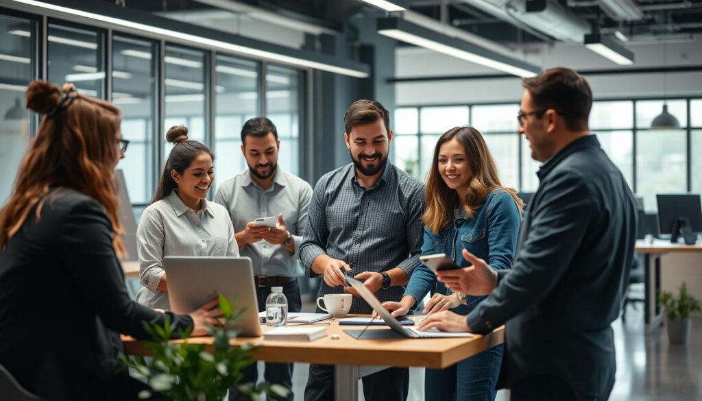 Create an image of a team of moderators working together