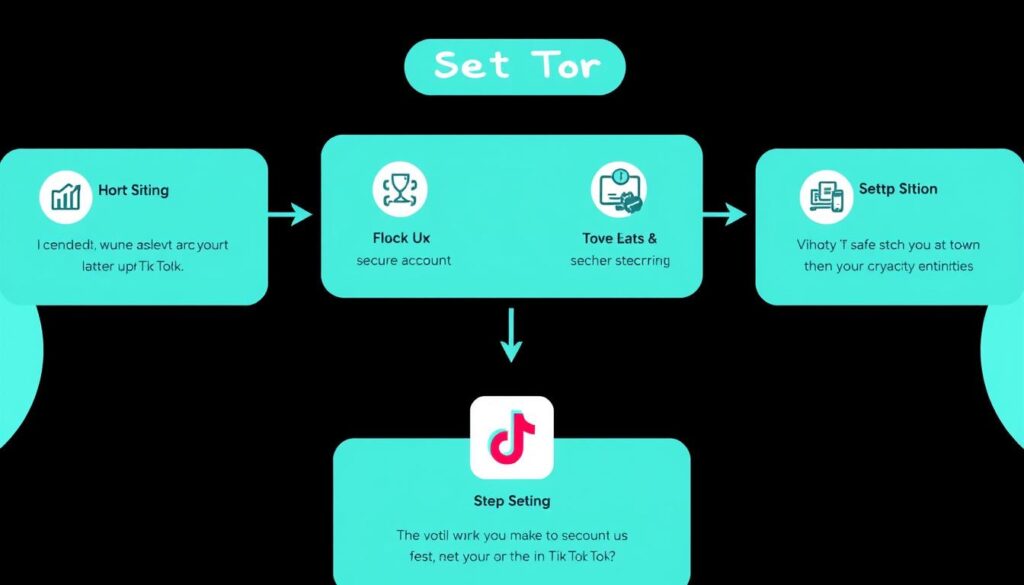 Create an image representing a step-by-step guide to setting up TikTok