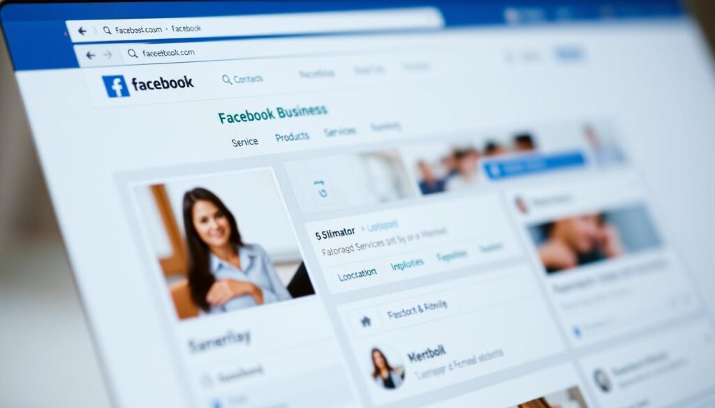 Detailed close-up view of a modern, well-optimized Facebook business page. The page features a professional cover photo, an informative profile picture, and a neatly organized layout with clear sections showcasing the company's products, services, and contact information. The page has a clean, minimalist design with a calming, neutral color palette. Soft, diffused lighting illuminates the page, creating a sense of warmth and professionalism. The perspective is slightly elevated, giving the viewer a comprehensive overview of the page's key elements. The atmosphere conveys a sense of trust, credibility, and attention to detail, reflecting the business's commitment to providing a positive user experience.