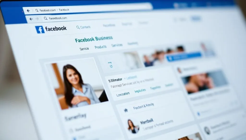 Detailed close-up view of a modern, well-optimized Facebook business page. The page features a professional cover photo, an informative profile picture, and a neatly organized layout with clear sections showcasing the company's products, services, and contact information. The page has a clean, minimalist design with a calming, neutral color palette. Soft, diffused lighting illuminates the page, creating a sense of warmth and professionalism. The perspective is slightly elevated, giving the viewer a comprehensive overview of the page's key elements. The atmosphere conveys a sense of trust, credibility, and attention to detail, reflecting the business's commitment to providing a positive user experience. Detailed close-up view of a modern, well-optimized Facebook business page. The page features a professional cover photo, an informative profile picture, and a neatly organized layout with clear sections showcasing the company's products, services, and contact information. The page has a clean, minimalist design with a calming, neutral color palette. Soft, diffused lighting illuminates the page, creating a sense of warmth and professionalism. The perspective is slightly elevated, giving the viewer a comprehensive overview of the page's key elements. The atmosphere conveys a sense of trust, credibility, and attention to detail, reflecting the business's commitment to providing a positive user experience.