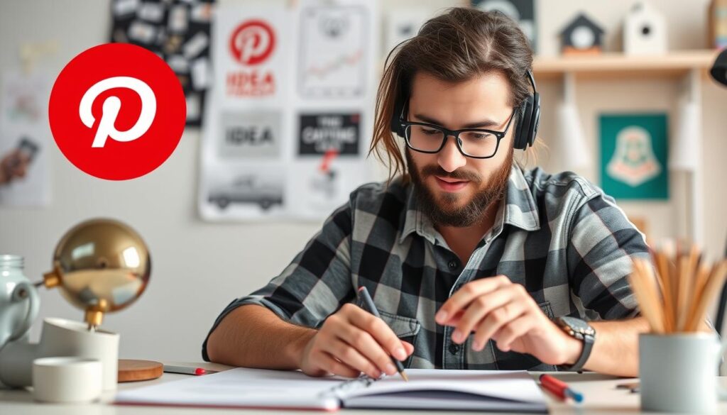 Generate an image of a creator making an Idea Pin on Pinterest.