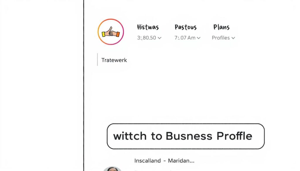 Generate an image of an Instagram profile page with a "Switch to Business Profile" button