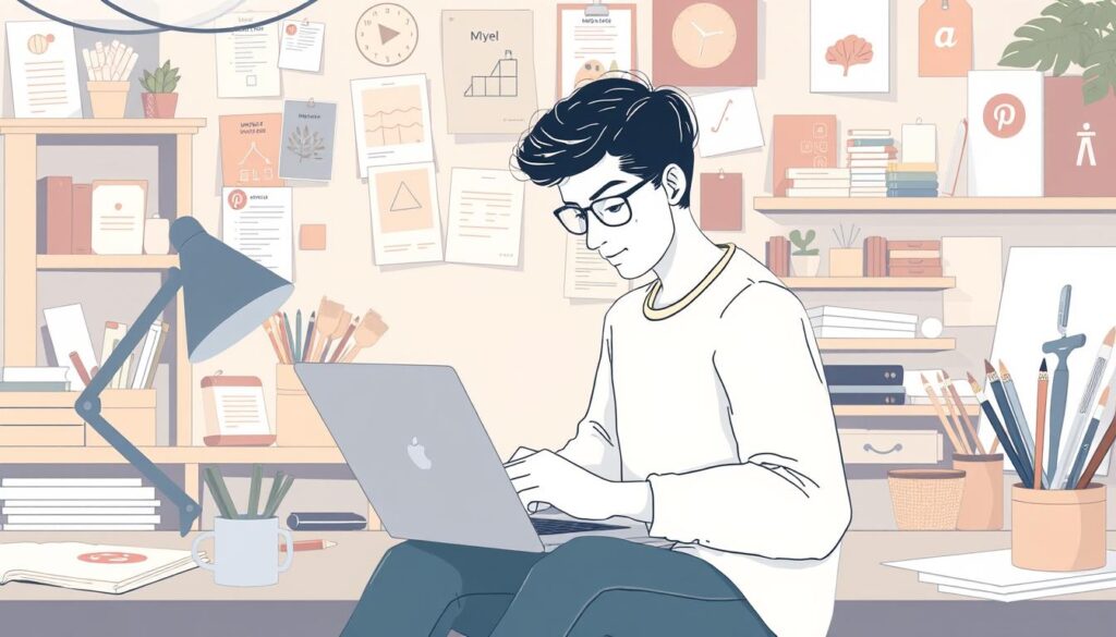 Image of a person using a laptop to access Pinterest