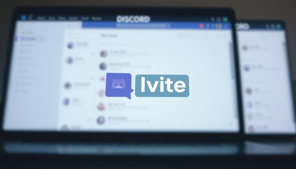 a digital illustration of a discord server invite with a clean, modern aesthetic. in the foreground, a minimalist discord logo in shades of grey and purple, with a clear and legible "invite" text call-to-action. in the middle ground, a blurred background of a discord server chat interface, with subtle textures and gradients in cool tones. the overall lighting is soft and diffused, creating a calm and inviting atmosphere. the perspective is slightly angled, giving the image a dynamic and engaging composition. the image conveys a sense of professionalism and accessibility, perfectly suited to represent the "inviting members to your discord server" section of the article.