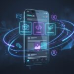 Smartphone displaying the Chime.In forum aggregator interface with various interest-based community topics.